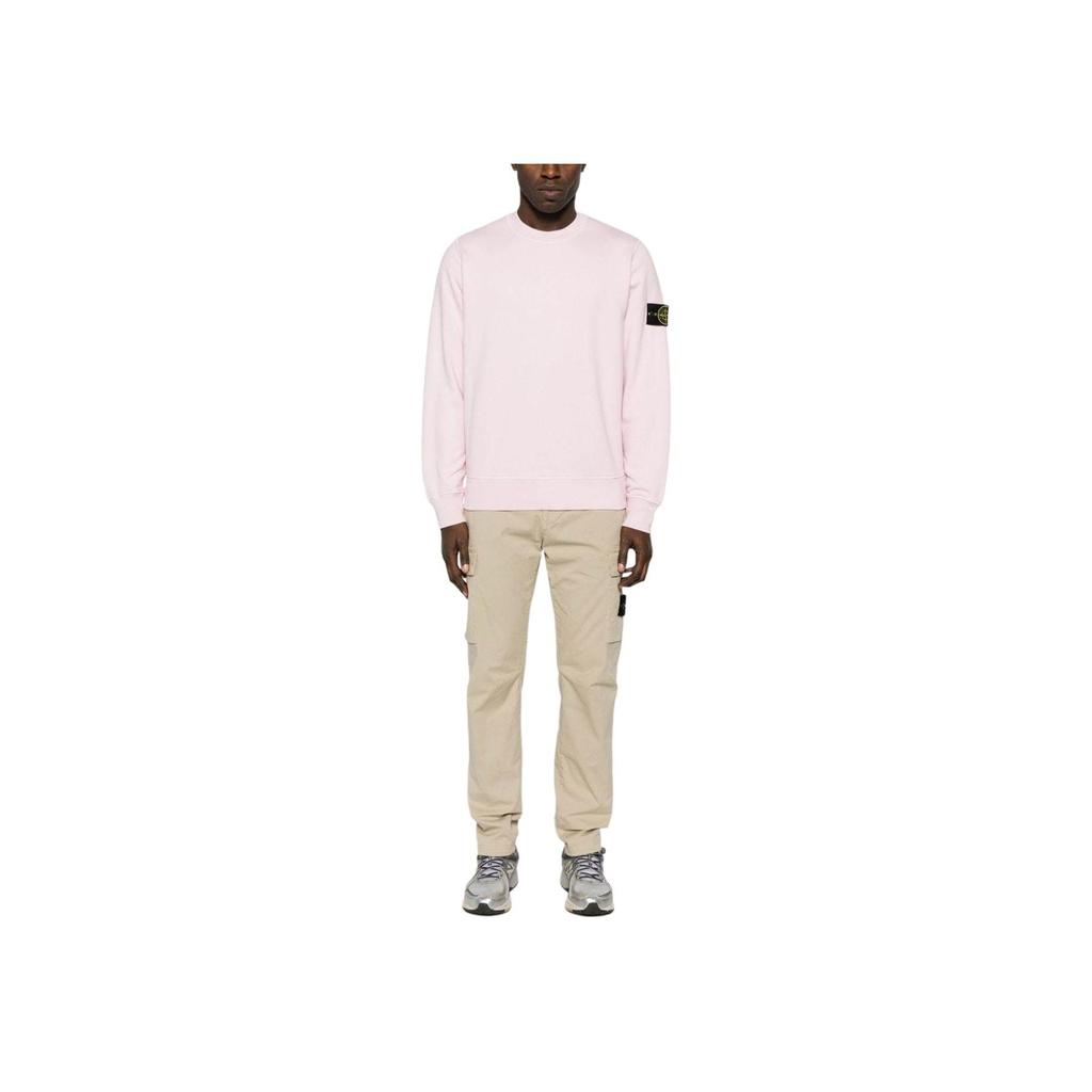 STONE ISLAND Classic Badge Solid Color Crew Neck Long Sleeve Sweatshirt Unisex Sweatshirt Light-Pink 801563051-V0080