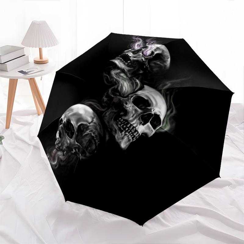 1Pc Skulls Automatic Umbrella - Suitable Travel Outdoor Portable Umbrella Birthday Gift Daily Essentials