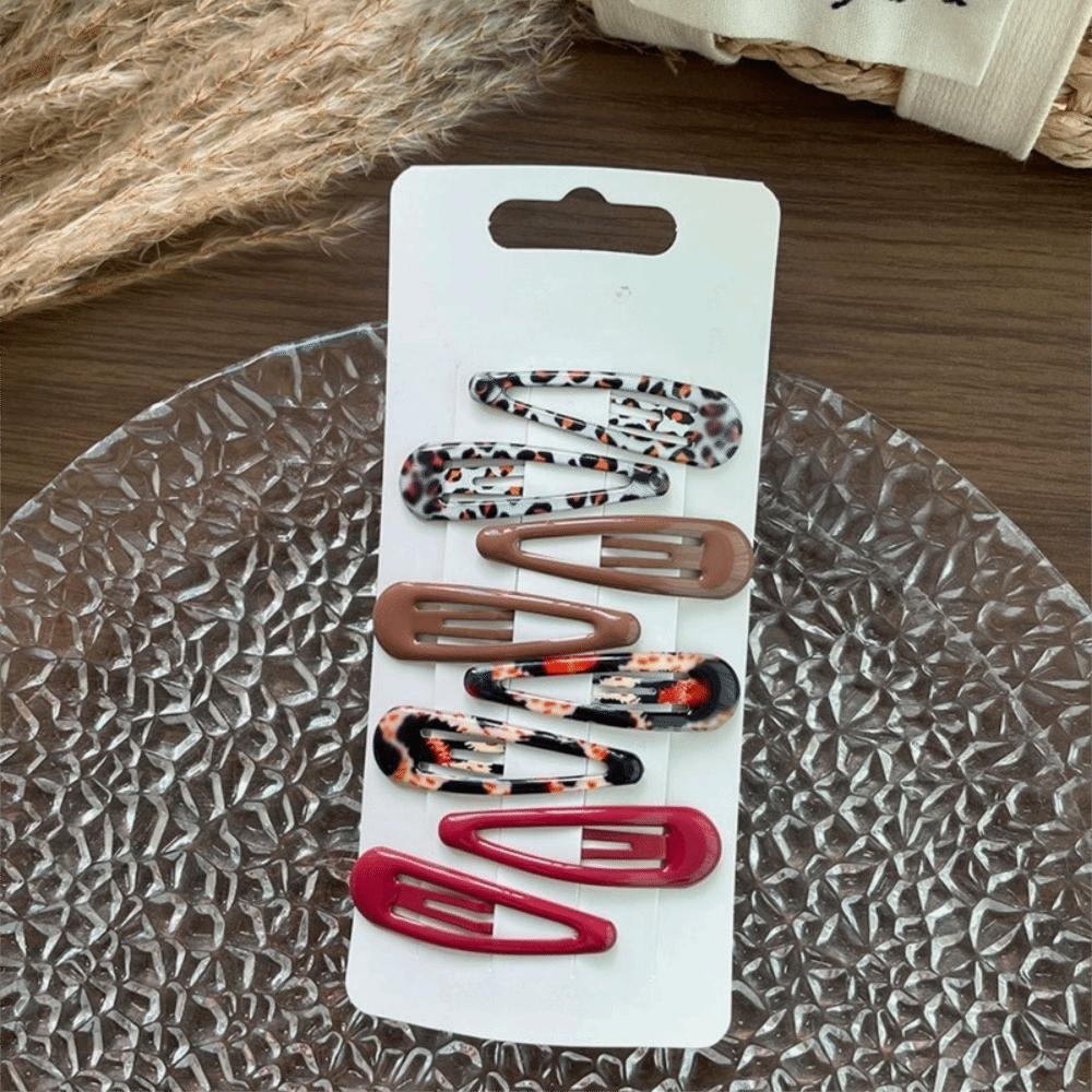 8pcs/Set Cute Sweet Geometric Hair Clips Leopard Print BB Clips Fashion Hair Clips Hair Accessories