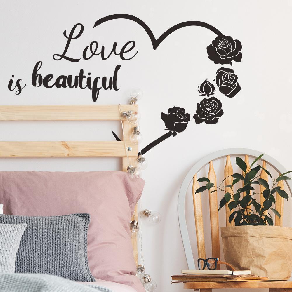 Love Rose English Slogan Bedroom Living Room Study Background Landscaping Wall Sticker