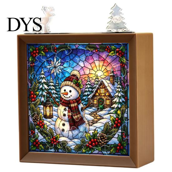 Настольный домашний орнамент DIY Рождественская акриловая головоломка Ночник, Деревянная рама Ручная сборка Пазл Ручная работа Арт-набор Лампа, Креативный настольный светодиодный