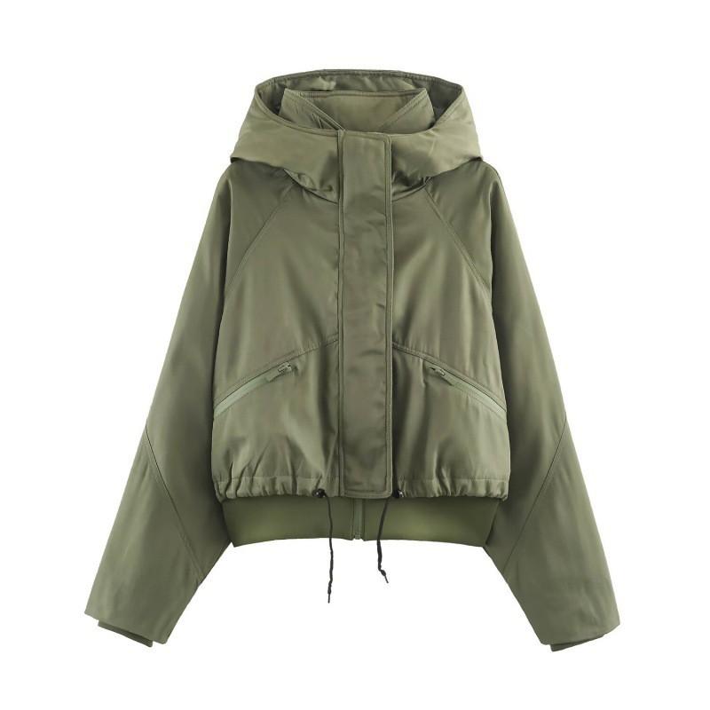 PBZA Womens Winter Loose Tech Fabric Windproof Hooded Puffer Cotton Coat XS-L