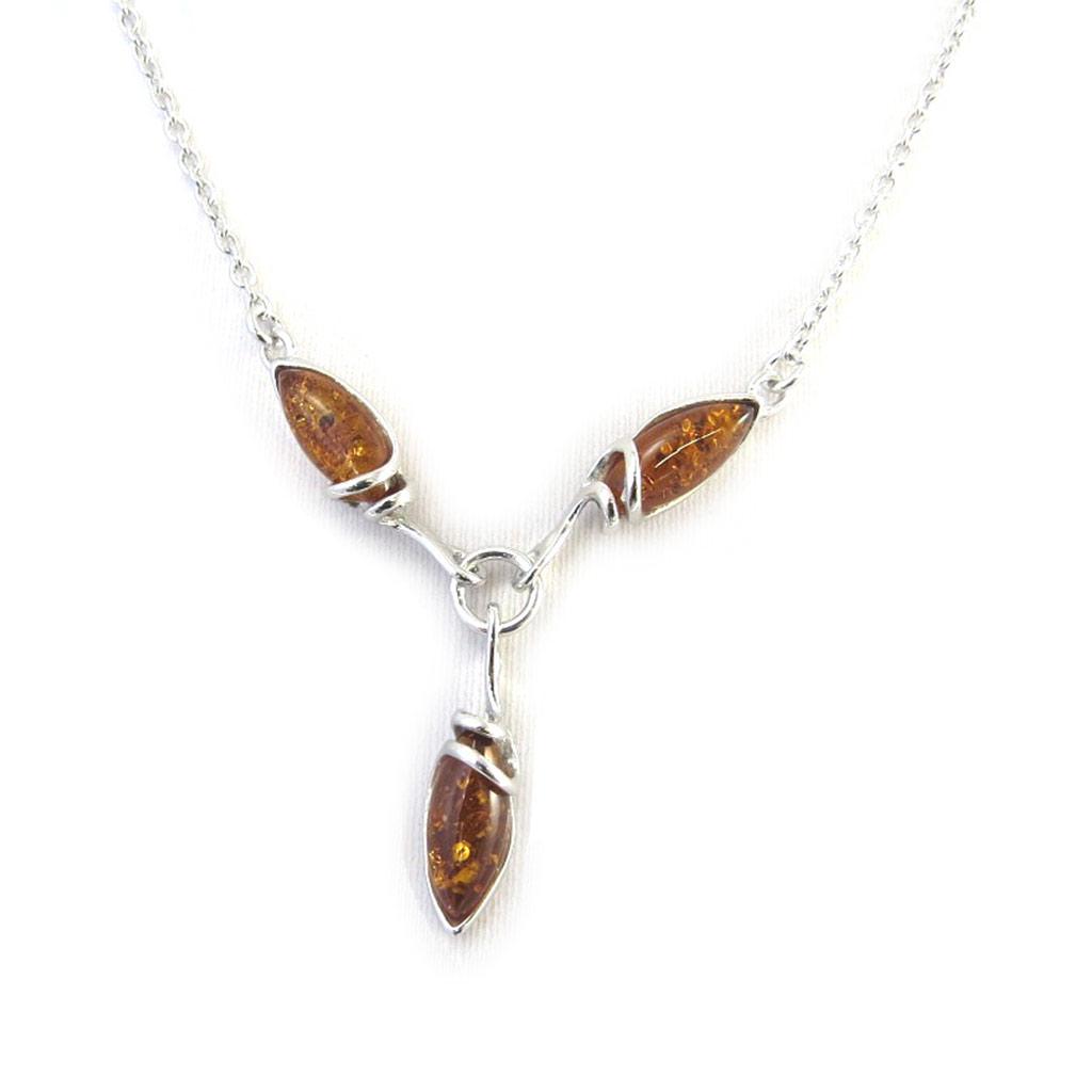 Les Trésors De Lily [N2815] - Silver Necklace 'Inspiration' Amber Cognac (rhodium-plated) - 20x6 Mm