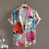 Мужская рубашка с короткими рукавами с гавайским принтом, роскошная, повседневная, светская, ретро, пляжная, летняя
