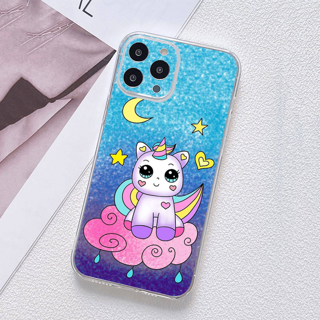 Чехол для телефона Motorola Moto Edge 40 30 neo G54 G24 G84 iPhone 15 14 Xiaomi Redmi Note 13 12 11 Pro Samsung Galaxy A34 A54 Unicorn Rainbow Horse Anime