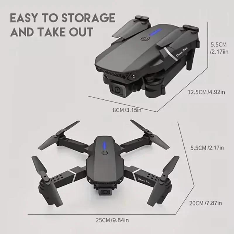 E88Pro 4K FPV Drone Foldable RC Helicopter with 1080P Dual HD Camera WiFi Height Hold for Professional Aerial Photography