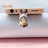 2D Acrylic Dust Plugs Charging Port Protector with Cat Pendant Small Size Universal Easy To Install Mobile Phone Interface Dust Covers