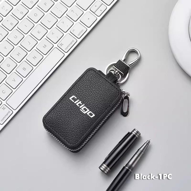 WFDZ5 Car Key Protector Bag Key Holder Mini Auto Key Case Wallet Zipper Bag Keychain For Skoda S Kodiaq Octavia 2 3 Yeti Karoq Rapid
