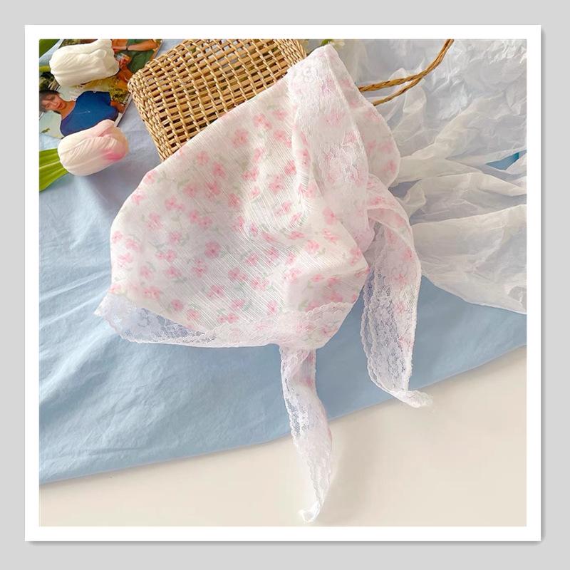 Женский треугольный шарф из французского кружева: Легкий, Дышащий и Универсальный Головной Платок и Лента для Волос