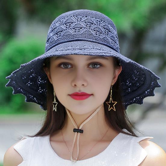 Summer Straw Beach Hat for Women UPF 50 Floppy Wide Brim Sun Protection Hat Foldable Travel Bucket Hat