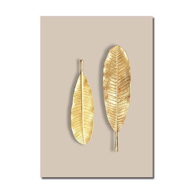 Abstract Plant Flower Wall Art Luxurious Golden Ginkgo Maple Leaves Poster Prints Home Living Room Wall Decor Picture No Frame