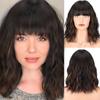 Black Brown Pink Short Wavy Synthetic Heat Resistant Fiber Wigs with Bangs Burgundy Bob Hair Wigs for Women Cosplay