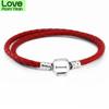 Red Moments Leather Bracelets With Silver Clasp Fits For Original 925 Silver Charms &Beads For Jewelry Making Diy Bracelets