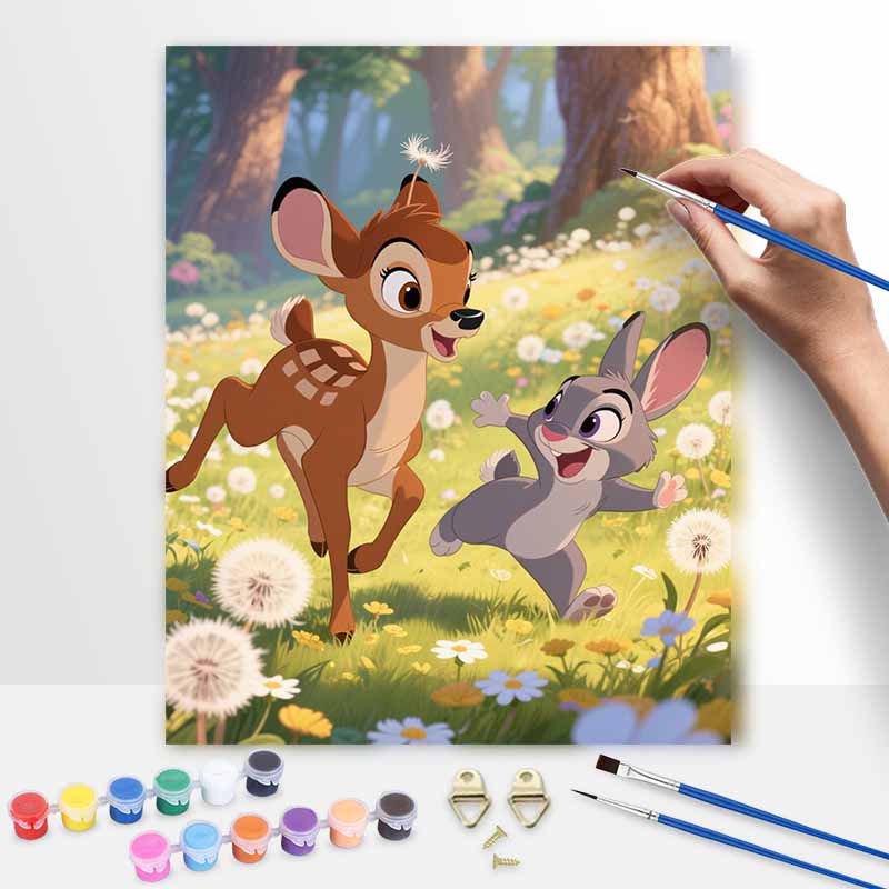 Disney Bambi and Thumper digital oil painting art painting handmade diy home decorations