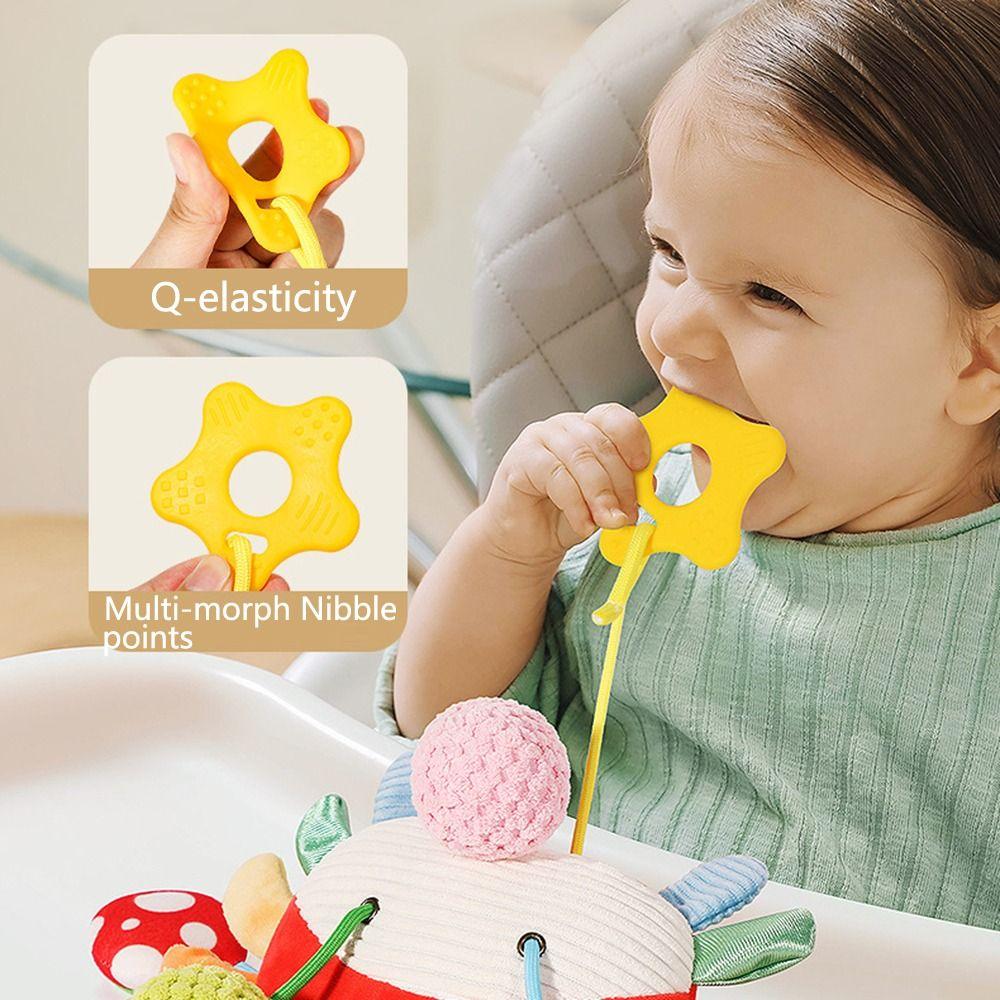 Distorting Mirror Plush Stuffed Sensory Toy with Clamp Stroller Hanging Ornaments 0-1 Years Old