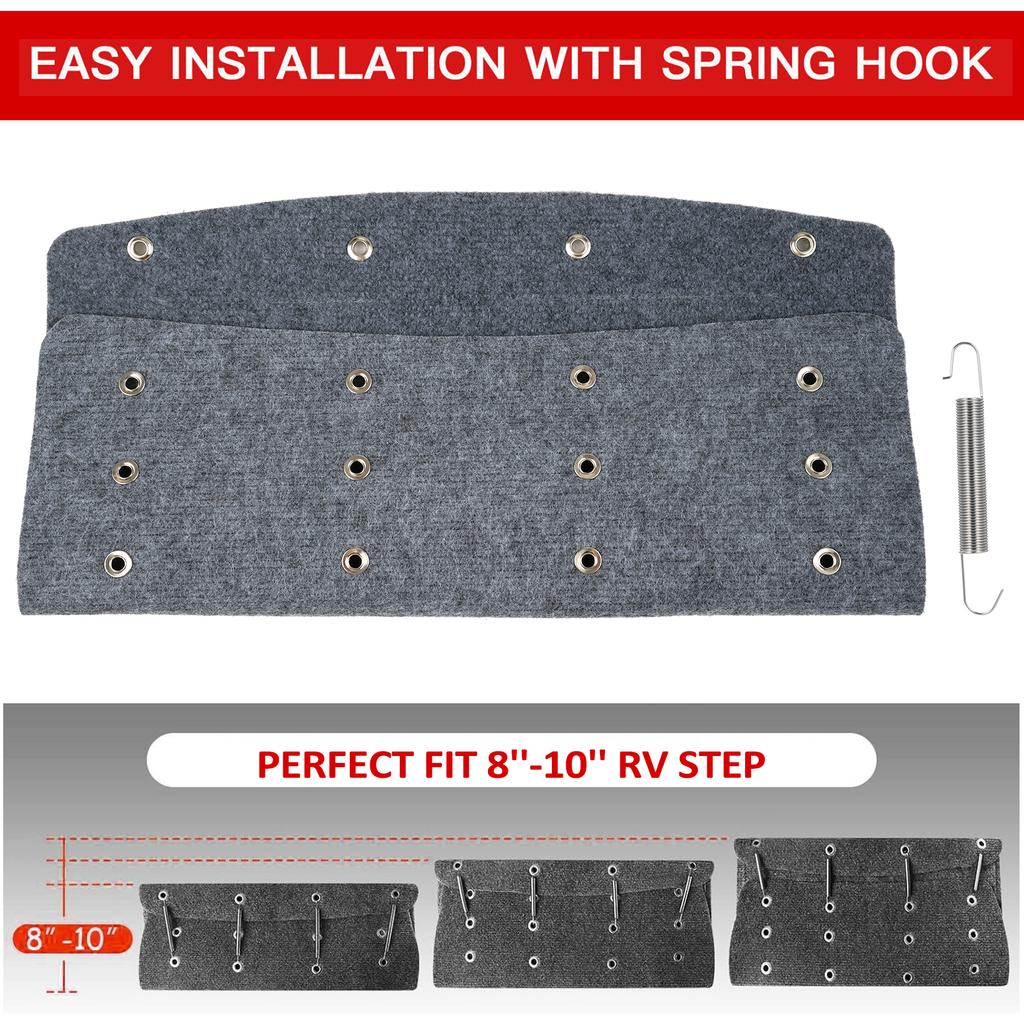 RV Step Covers, 3 Pack 20   Wide   Step Covers for Radius Steps for Radius Steps,   RV Step Rug Carpets Fit 8-11     RV Stairs, Gray
