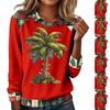 Women's Fashion Christmas Printed Long-Sleeve Pullover Top