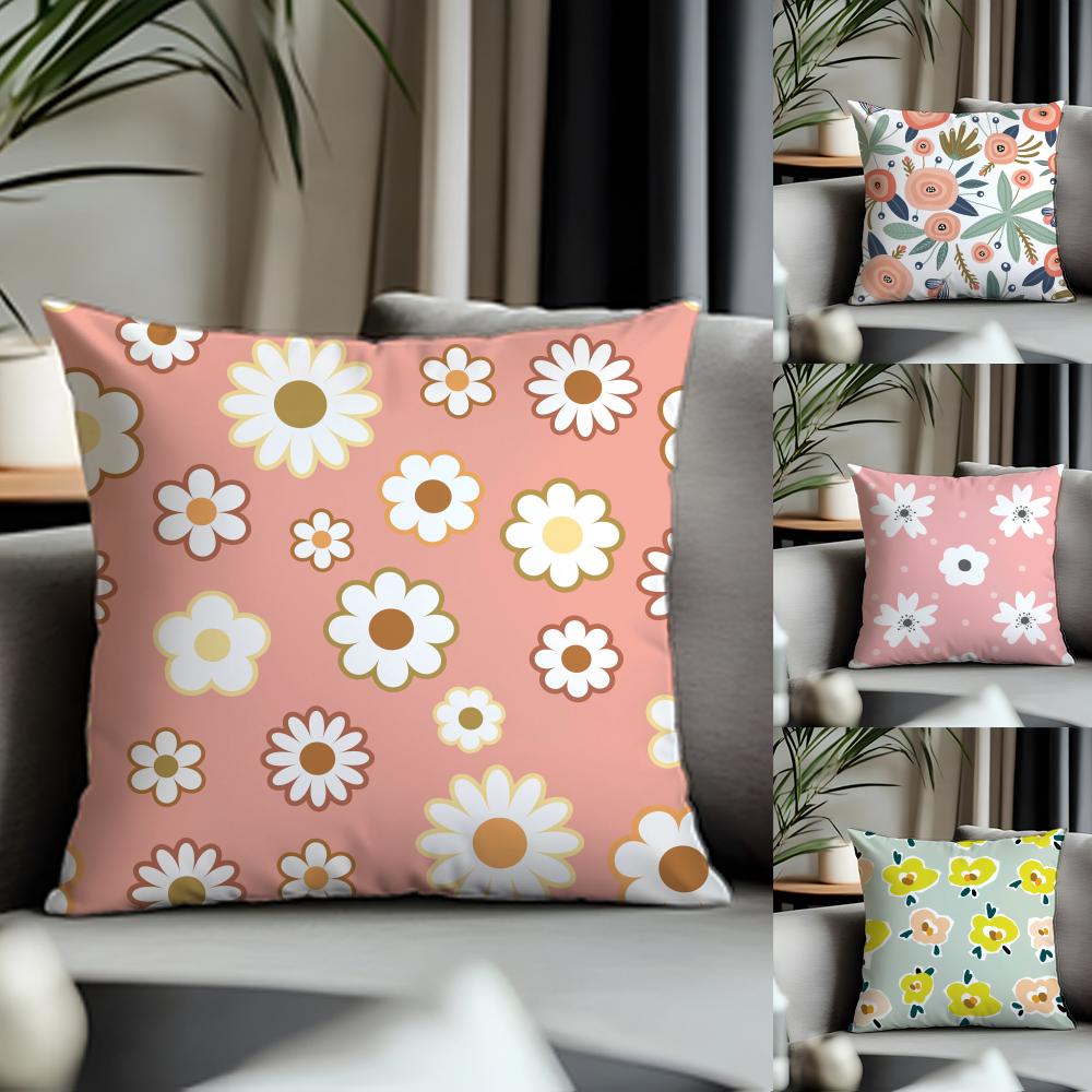Fashion FFloraling Cushion Cover Antidustmite Pillowcase Invisible Zipper Silky Short Plush Sofa Cushion Cover