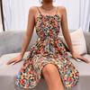 Сексуальное короткое платье с цветочным принтом, женское летнее модное черное пляжное платье с открытой спиной, повседневное платье без рукавов со шнуровкой