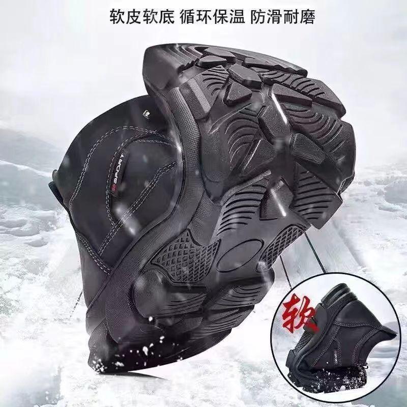 Зимние морозостойкие хлопковые ботинки мужские теплые бархатные утолщенные уличные высокие нескользящие сноубутсы мужская обувь