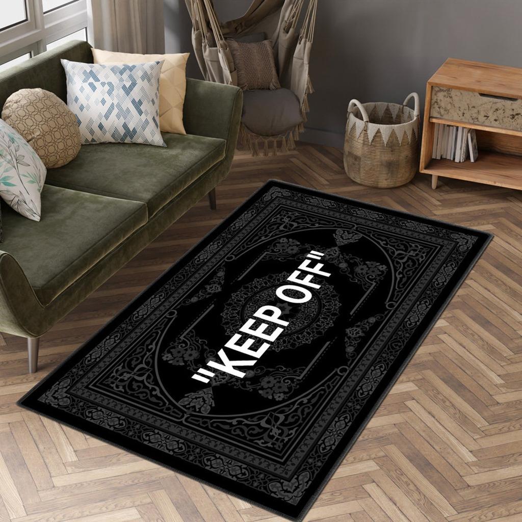 Коврик KEEP OFF Hype Decor, большой черно-белый ковер Hype Decor, ковер для гостиной, подарок на новоселье
