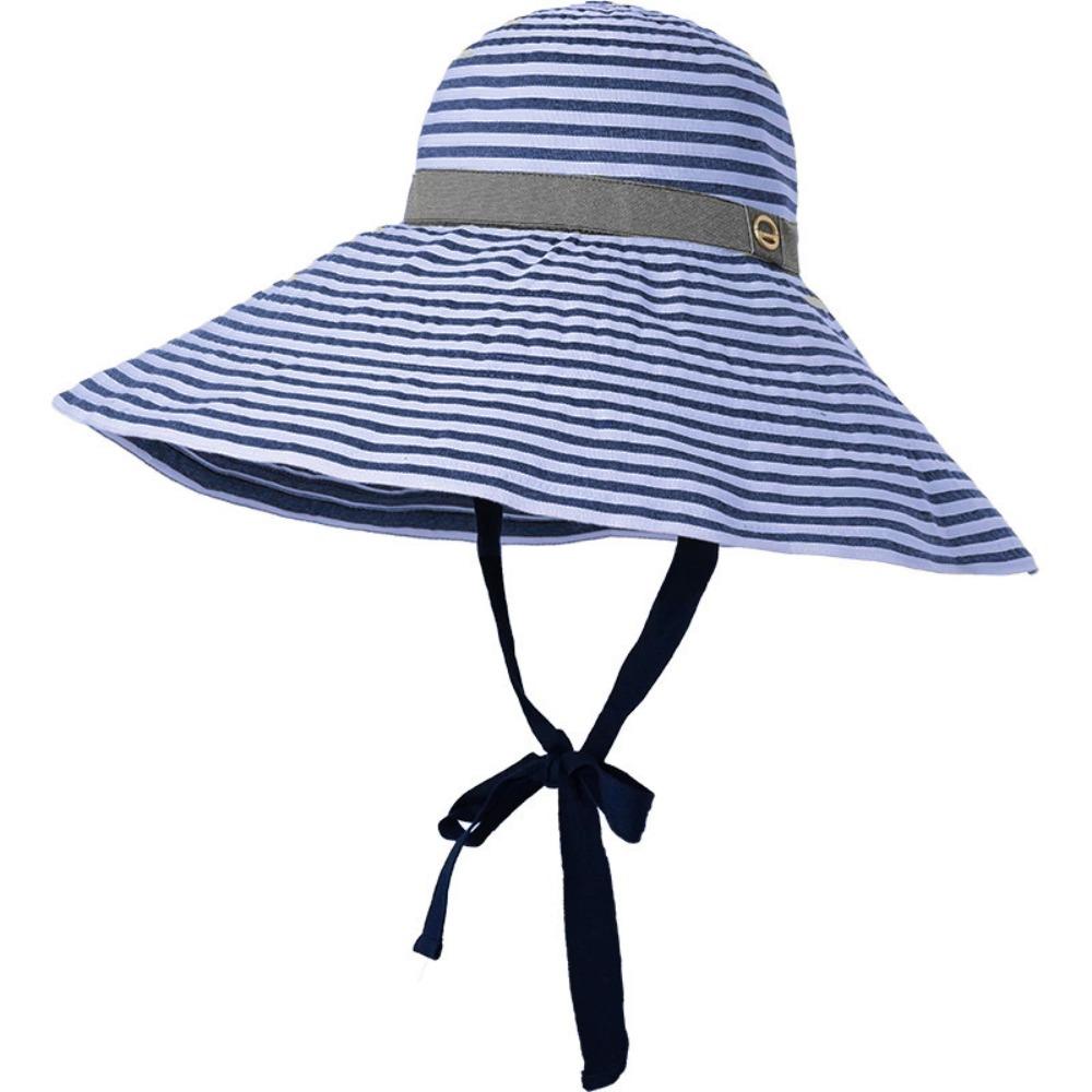 with Windproof Strap Women Striped Fisherman Hat Solid Color Sunshade Hat Bucket Hat  Camping