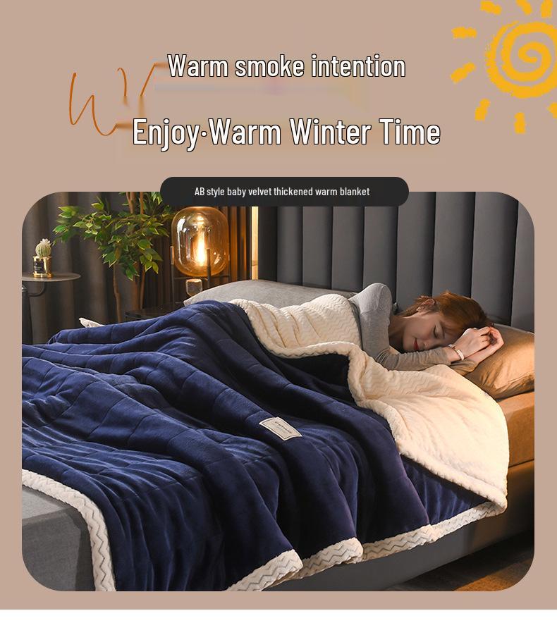 New A/B Style Baby Velvet Quilted Warm Lambswool Blanket - Thickened for Autumn/Winter