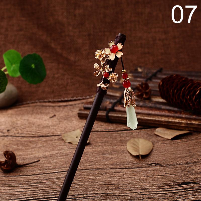 Новые Роскошные Заколки для Волос с Цветами Ручной Работы, Винтажные Деревянные Китайские Заколки-Шпильки для Волос для Женщин, Украшения для Волос, Головные Украшения