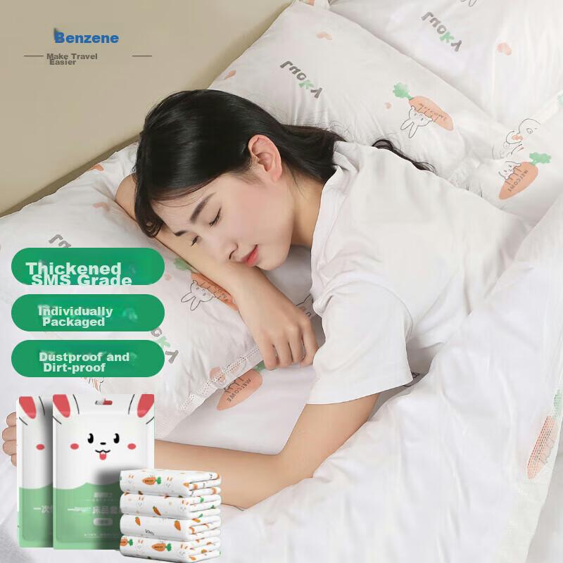 Banzheni Disposable Three-Piece Set: Bed Sheet, Travel Hotel Protective Cover, Pillowcase, Sleeping Bag, Train Single/double Bedding for Large Beds