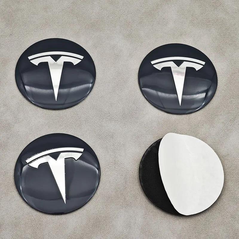 Автомобильные наклейки Tesla 20 шт. 56 мм Автомобильные эмблемы Наклейки на центральные колпачки ступиц для Tesla Model S Model 3 2024 Model Y X Защитные накладки на центр колеса