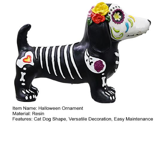 Хэллоуин Украшение Скелет Кошка Собака Форма Смола Статуэтка Для Дома Улицы Скульптура Кошки Дом с Привидениями Настольный Декор
