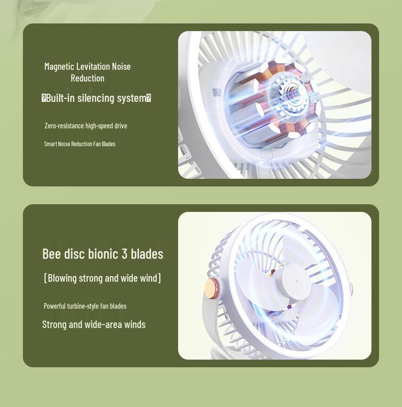 F70 Clip-On Fan with Night Light for Home, Dorm, and Outdoor Use