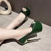 Women's Fish Mouth High Heels Sexy 16cm Thin Heel Single Shoes Waterproof Table Super High Heel Party Sandals