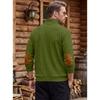 Men Vintage Ribbed Half Zip Stand Collar Long Sleeve Sweatshirt Suede Patchwork