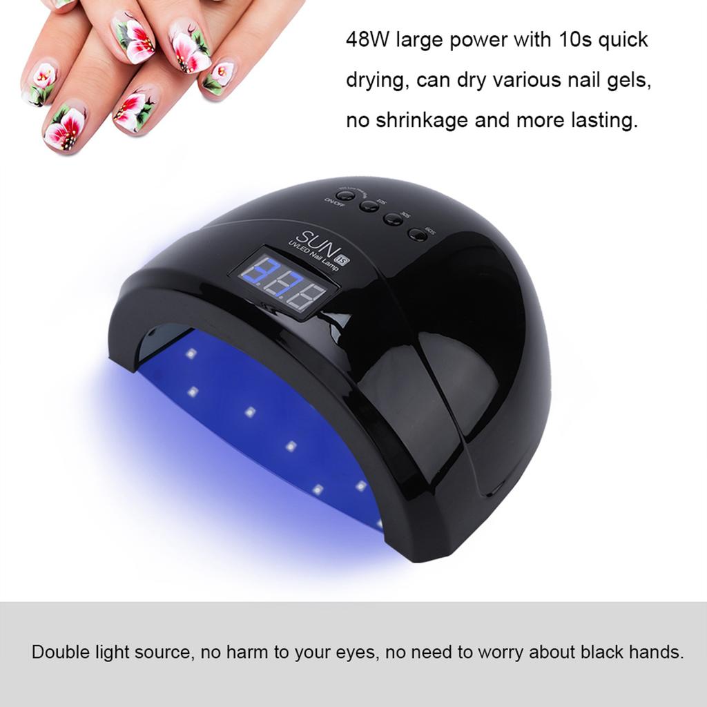 48W UV LED Lamp Nail Dryer Dual Light Source Gel Polish Lamp Light Manicure Curing Black