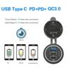 Автомобильное USB-зарядное устройство 12 В, двойной USB-порт 58 Вт PD USB-C QC3.0, водонепроницаемое, с кнопкой-переключателем, для автомобиля, квадроцикла, автодома, лодки, мотоцикла