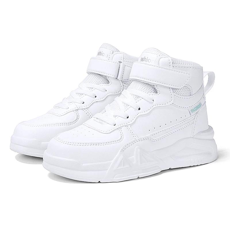 Children's Running Shoes Outdoor Leather Surface Fashionable Tennis Shoes Casual High Top Comfortable Board Shoes for Kids