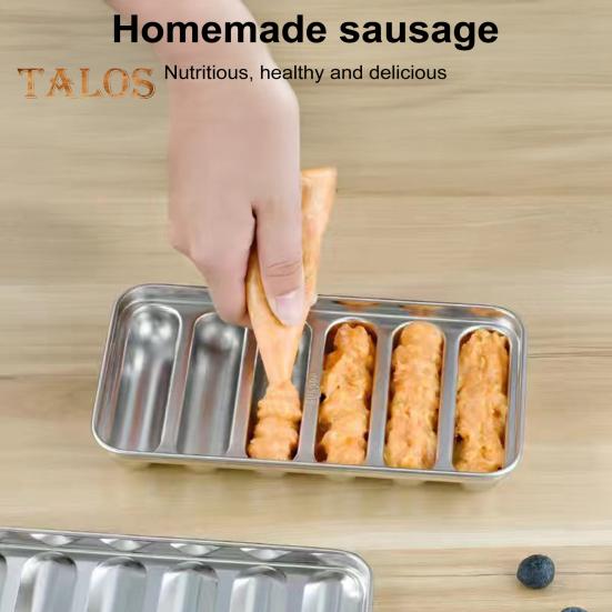 Форма для сосисок из нержавеющей стали, 6-гнездная форма для хот-догов для домашней кухни, антипригарный инструмент для выпечки, детская еда, сосискоделательная машина с крышкой
