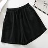 White High-Waisted Cotton-Linen Drawstring Shorts
