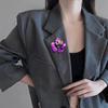 Exquisite Shining Rhinestones Inlaid Rose Flower Shape Brooch Electroplating Enamel Pin Suit Lapel Shawl Women Badge Bridal Jewelry Gift