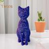 Hollow Cat Statue Collectible 3D Printed Cat Figurine Home Office Tabletop Kitten Ornament Christmas Gift for Cat Lovers