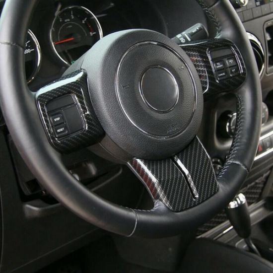 For 2011-2017 Jeep Wrangler JK ABS Carbon Fiber Inner Steering Wheel Cover Trim