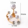 Creative Exaggerated Double-layer Pearl Ring Niche Design Irregular Diamond Inlaid Open Ring Women's Fashionable Jewelry Gift