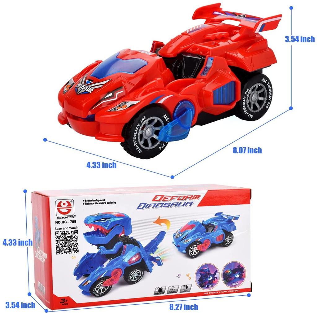 2 в 1 игрушки-трансформеры динозавров автоматическая игрушка-трансформер динозавров со светодиодной подсветкой и музыкой игрушечный электромобиль автомобиль для детей от 2 лет подарок детям