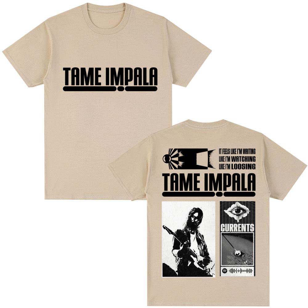 Футболки с альбомом Currents группы Tame Impala, мужские, женские, Харадзюку, винтажные, повседневные, мужские, хип-хоп, оверсайз, хлопковая футболка