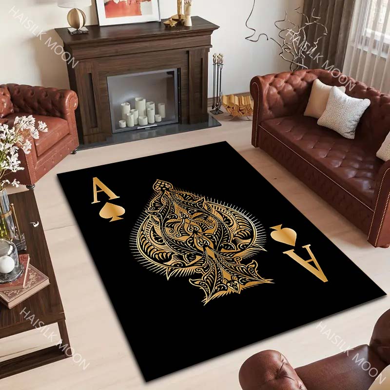 6 Styles Black Playing Card Ace of Spades Pattern Carpet for Living Room Bedroom Sofa Home Decor Non-slip Floor Mat Luxury Gift