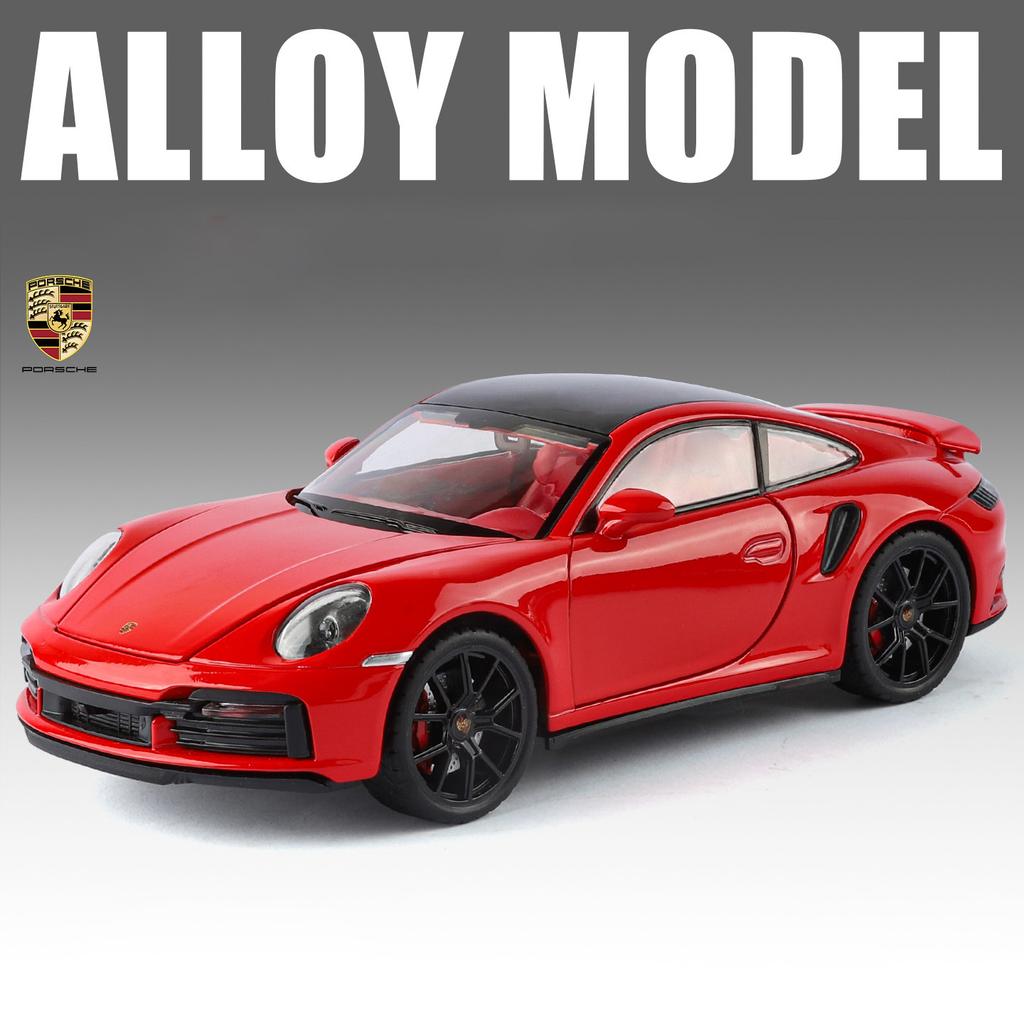 AABKO1 1/24 Porsche 911 Turbo S Supercar Alloy Die Cast Toy Car Model Sound and Light Children's Toy Collectibles Birthday gift