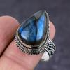 Natural Labradorite Gemstone 925 Sterling Silver Jewelry Ring Size 10.5 K1Y79