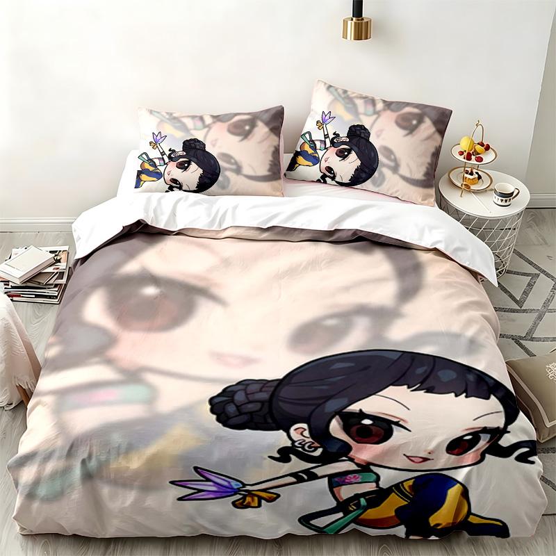 Kpop demon hunters 3pc set Perfect for bedroom use Comfortable bedding set includes a duvet cover and two pillowcases Ideal birthday or Christmas gift