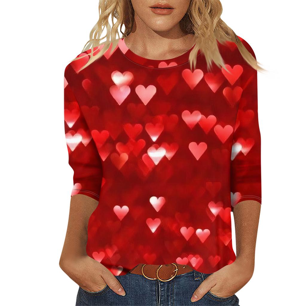 Женский модный и повседневный свитер с рукавом семь четвертей и принтом ко Дню святого Валентина